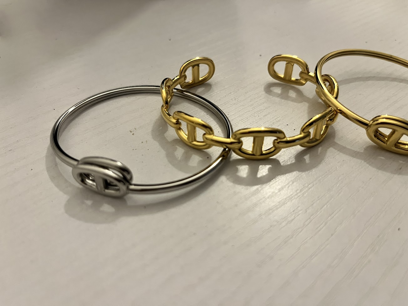 Wali - Bracelets jonc chaîne marine doré + argenté