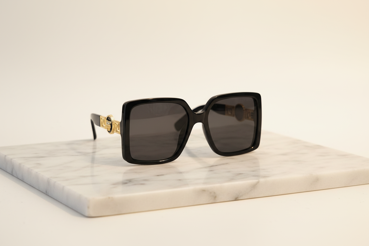 Lunettes carrées noires - logo FF doré