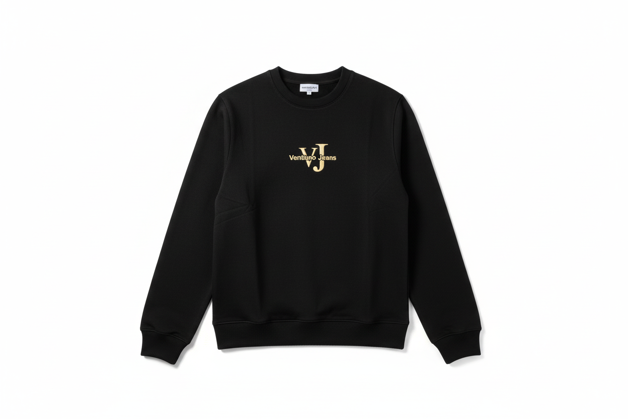 Sweat Ventiuno Jeans noir logo doré